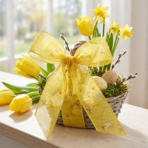 Prodotto Nastro in organza con pulcino nastro regalo giallo 25mm 20m