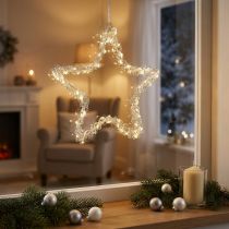 Prodotto Stella LED da appendere in metallo argentato 70 LED bianco caldo Ø25cm