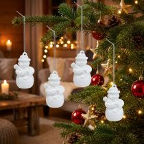 Prodotto Decorazioni da sospendere Pupazzo di neve bianco scintillante 4,5 cm 12 pezzi