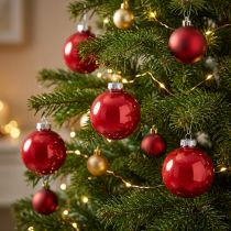 Prodotto Palline di Natale rosse, decorazioni per l'albero in vetro, lucide, Ø6cm, 24 pezzi