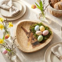 Prodotto Piatto di Pasqua Piatto Decorativo in Legno Coniglio in Uovo Naturale 25x26cm