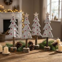 Prodotto Decorazione per albero di Natale in feltro stella cuore beige rosso H21cm 4 pezzi
