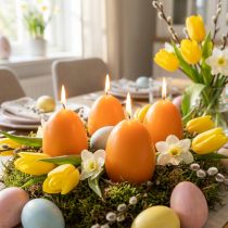 Prodotto Candela a forma di uovo per decorazioni pasquali, perfetta atmosfera pasquale in casa, 9 cm, 20 ore, 6 pezzi