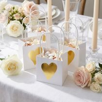 Prodotto Buste regalo con manici carta oro bianco cm 8,5×8,5×8 12 pz