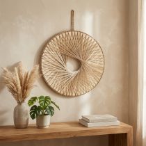 Prodotto Decorazione da parete Boho anello in legno di canapa naturale Ø40cm