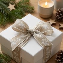 Prodotto Nastro decorativo Fiocco di neve natalizio grigio bianco L25mm L20m