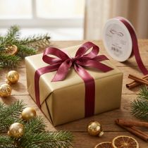 Prodotto Nastro regalo in taffetà, nastro decorativo Bordeaux 15mm 50m