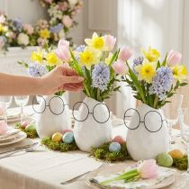 Prodotto Vaso con bicchieri decorazione pasquale ceramica bianca Ø8,5cm H13cm 3 pz