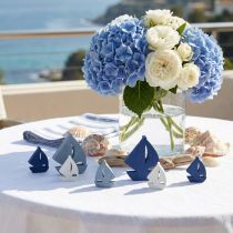 Prodotto Decorazione a dispersione decorazione per barca a vela in legno blu bianco 2 cm–6 cm 24 pz