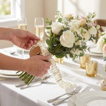 Prodotto Nastro decorativo chiffon bianco/oro 25mm 15m