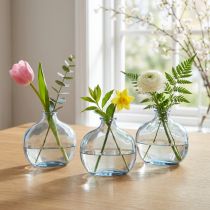 Prodotto Piccolo vaso in vetro trasparente moderno mini vaso in vetro blu 11×6×10cm 3 pezzi