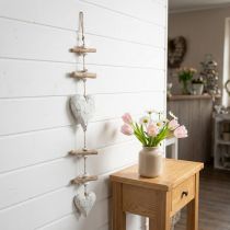 Prodotto Appendiabiti decorativo in legno cuori rotondi in legno bianco naturale H85cm