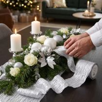 Prodotto Nastro decorativo nastro regalo nastro da tavolo argento chiaro 75mm 15m