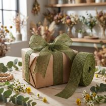 Prodotto Nastro decorativo con nastro a griglia in nastro di iuta verde oliva 5 cm 40 m