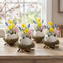 Prodotto Uovo decorativo di Pasqua in un nido, nido d'uccello decorativo, colori naturali, Ø9cm H11cm, 4 pezzi
