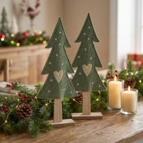Prodotto Albero di Natale decorativo in feltro verde con stelle a cuore H52cm 2 pezzi