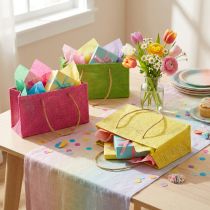 Prodotto Sacchetti regalo con manici in carta intrecciata colorati 20×10×10cm 6pz