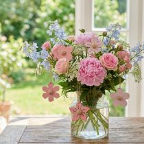 Prodotto Fiori in legno da appendere decorazione decorazione estiva in legno rosa 4,5 cm 24 pz