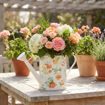 Prodotto Annaffiatoio decorativo vintage in metallo con motivo a rose, decorazione estiva per il giardino, annaffiatoio nostalgico, H31,5 cm