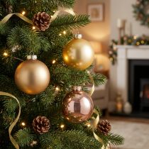 Prodotto Palline di Natale in vetro – opache e lucide in oro, rosa 7,5 cm 12 pezzi