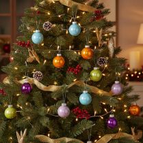 Prodotto Set di palline per albero di Natale, palline colorate, lucide, 40 mm, 24 pezzi