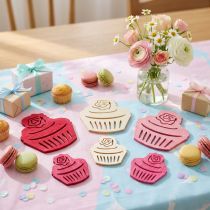 Prodotto Cupcakes in legno decorazione da tavolo colori pastello muffin decorazione compleanno 24 pz