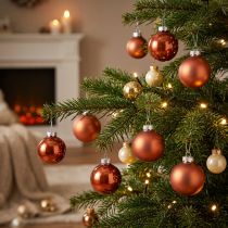 Prodotto Mini palline di Natale in vetro palline di vetro rosso-marrone Ø4cm 24 pz