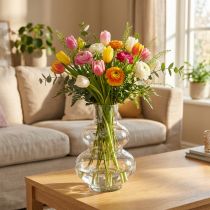Prodotto Vaso di vetro vaso di fiori rotondo vaso decorativo in vetro trasparente Ø16cm H23cm
