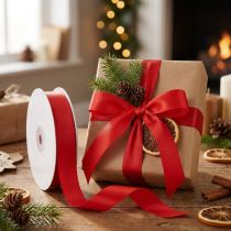 Prodotto Nastro regalo e nastro decorativo, nastro in taffetà, rosso, 25 mm, 50 m