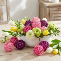 Prodotto Palline in rattan rosa chiaro rosa viola rattan assortito Ø5cm 24 pz