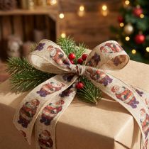 Prodotto Nastro natalizio rustico Babbo Natale 25mm 15m