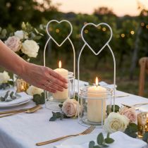 Prodotto Lanterna Cuore Bianco Portalanterna Vetro Ø12cm H30cm 2pz