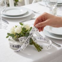 Prodotto Nastro decorativo nastro per gioielli eucalipto bianco grigio L25mm L20m