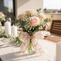 Prodotto Nastro in organza, fiori di cotone, nastro decorativo, rosa, 40 mm, 15 m