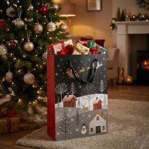 Prodotto Busta regalo sacchetto di carta Villaggio di Natale H30cm 2pz