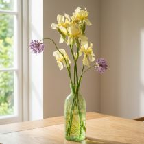 Prodotto Vaso decorativo in vetro per fiori con motivo giallo verde Ø10cm H25cm
