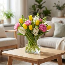 Prodotto Vaso in vetro cilindro in vetro vaso per fiori decorazione in vetro H15cm Ø15cm