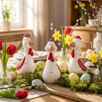 Prodotto Polli decorativi Figure decorative pasquali decorazione in ceramica 15 cm 3 pezzi