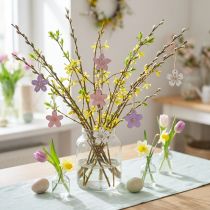 Prodotto Fiori in legno da appendere decorazione legno viola, rosa, bianco 4,5 cm 24 pz