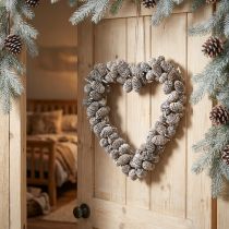 Prodotto Decorazione a forma di cuore cono di ontano bianco lavato 24cm