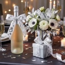 Prodotto Nastro regalo nastro decorativo argento bianco Capodanno 25 mm 18 m