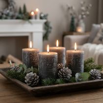 Prodotto Candele a colonna color antracite, 60x100 mm, set da 4, candele decorative, lunga durata di combustione