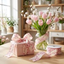 Prodotto Nastro regalo nastro in tessuto con fiori di ciliegio Hanami 40mm 20m