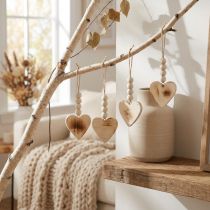 Prodotto Appendino decorativo cuori in legno cuori decorativi in legno bruciato 8 cm 6 pezzi