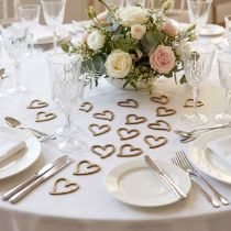 Prodotto Decorazione a cuore decorazione sparsa cuori decorazione da tavola in legno oro 5 cm 48 pz