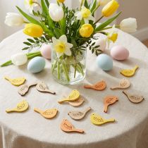 Prodotto Decorazione sparsa uccello decorazione legno primavera giallo/beige/arancione Ø4cm 72 pz