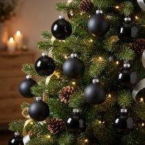 Prodotto Mini palla per albero di Natale, mix di decorazioni per albero, palline di Natale nere H4,5 cm Ø4 cm vero vetro 24 pz