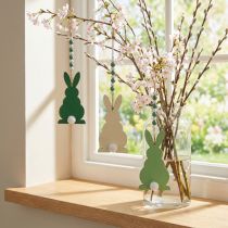 Prodotto Coniglietti pasquali da appendere, decorazione primaverile, ciondolo, coniglietti decorativi verde, bianco, 3 pezzi