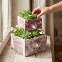 Prodotto Cassetta per piante shabby chic cassetto decorativo rosso bianco set di 2