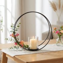 Prodotto Lanterna decorativa ad anello portacandele in metallo nero Ø35cm